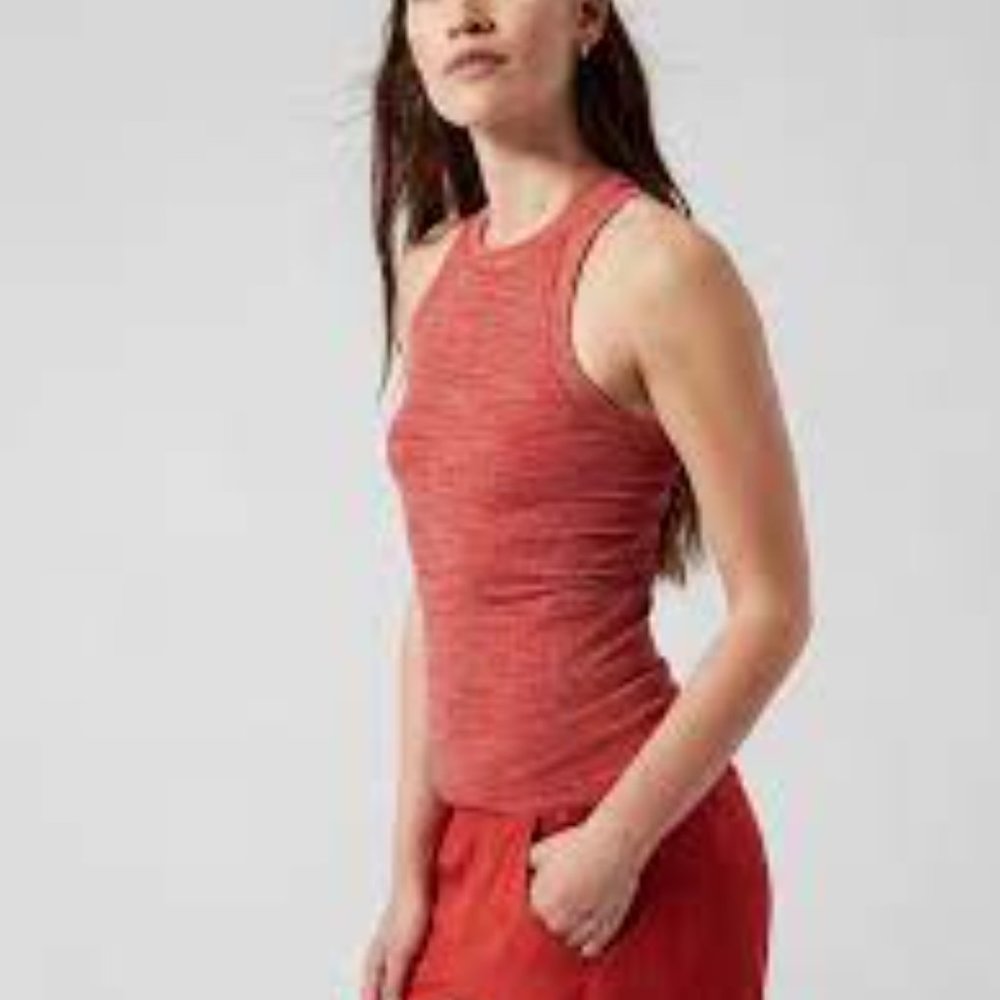 Athleta Renew Seamless Racerback Tank in Currant Red Heather